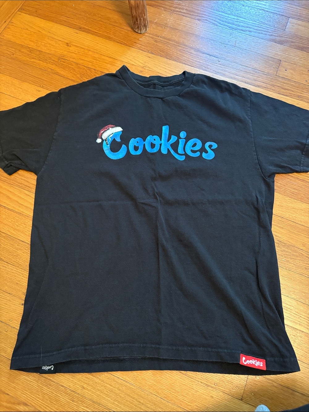 Cookies Christmas Black Short Sleeve Tee with Blue Logo